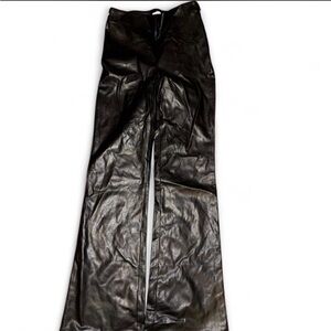 Aritzia Black Wide Leg Leather Pants